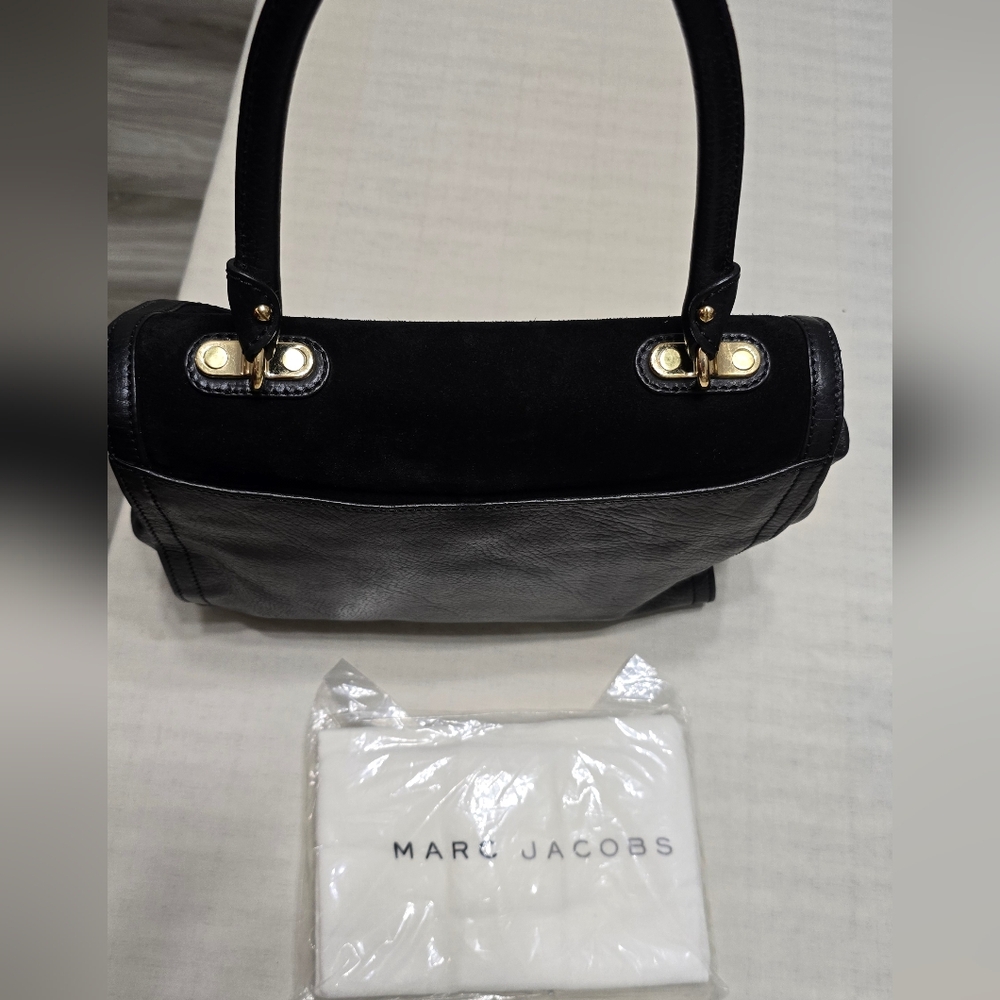 Marc Jacobs Black Suede Top-Handle Shoulder Bag - Picture 9 of 17